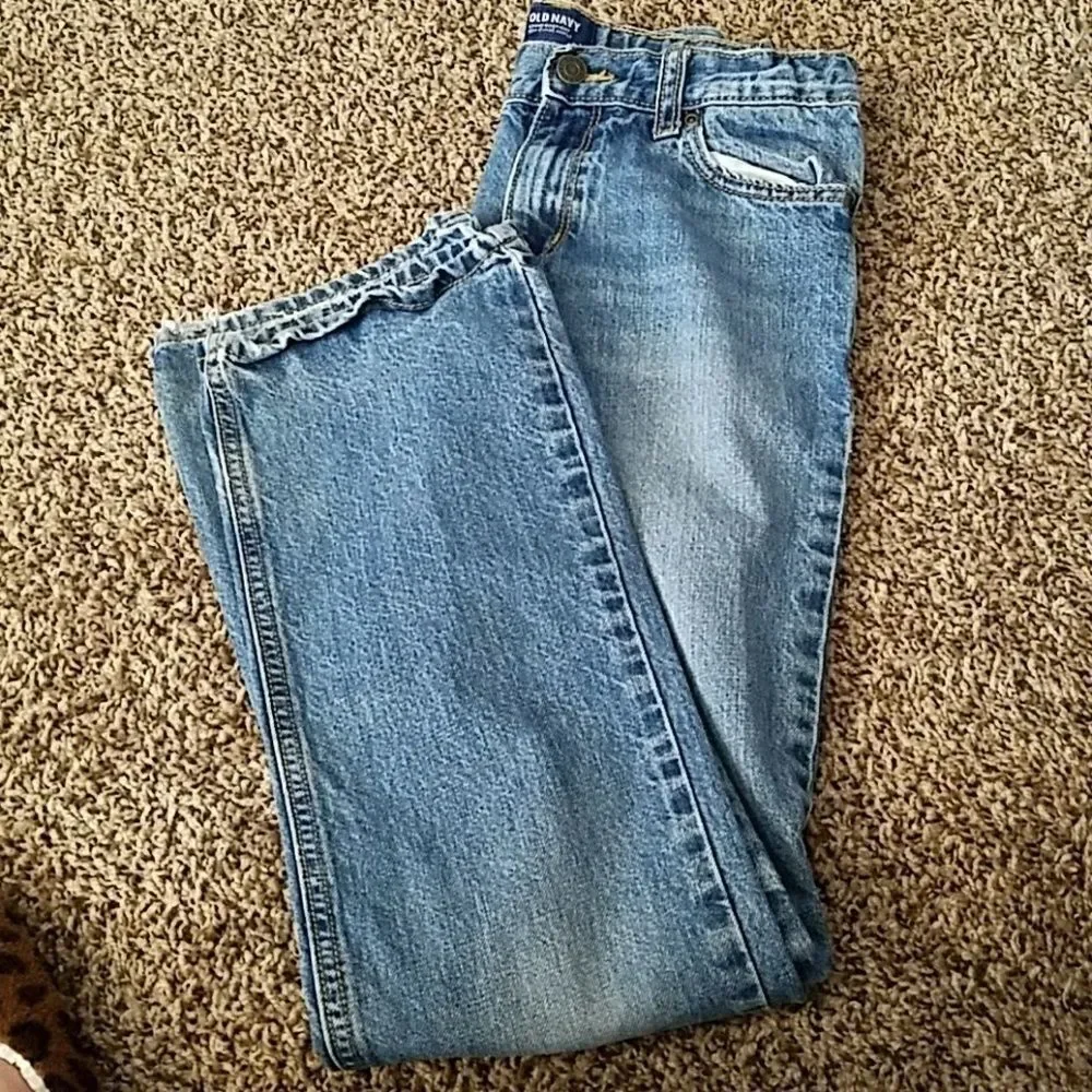 Old Navy Boys Blue Denim Jeans Adjustable Waist Size 14 Slim